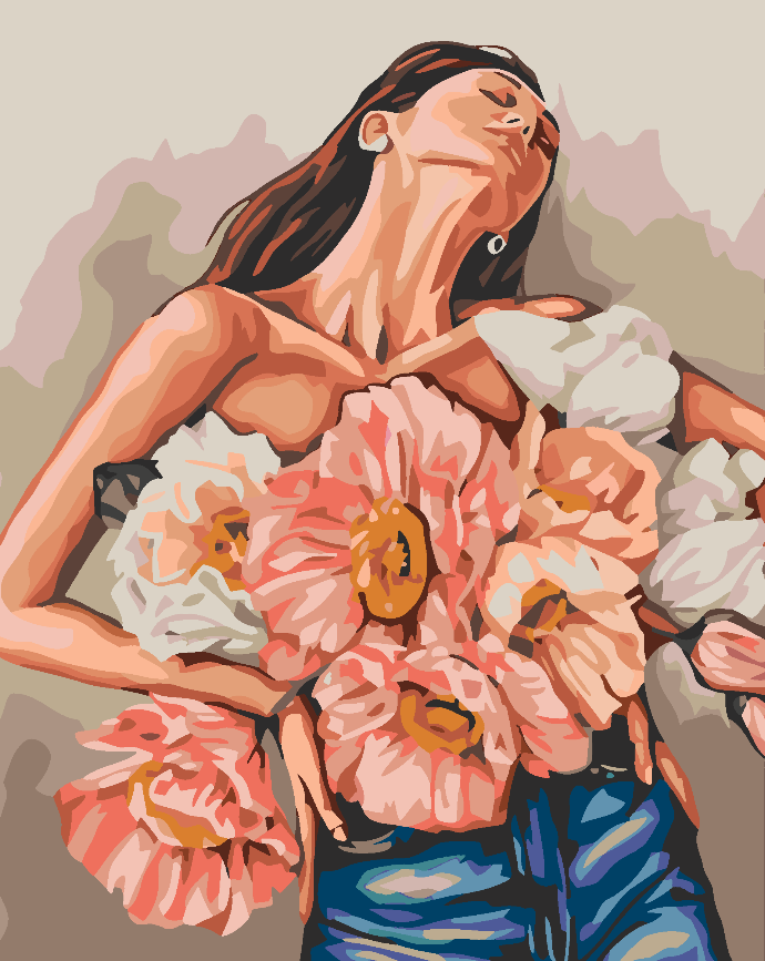 Paint by numbers - Girl with Flowers 4605