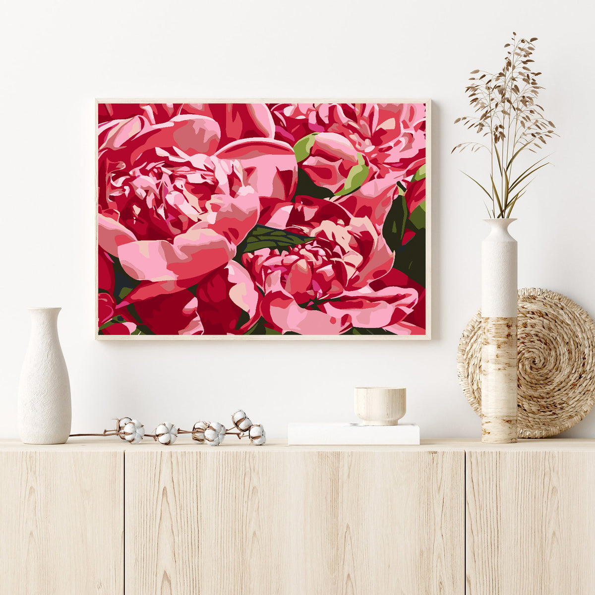 Pictura pe numere - Flori Roz 4615