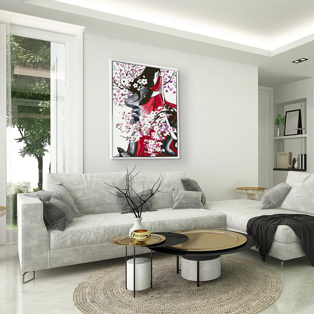 Paint by numbers - Girl with Sakura Petals 4619