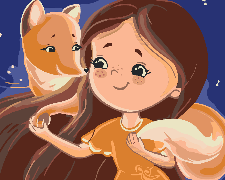 Paint by numbers - Little Girl with Fox 4642