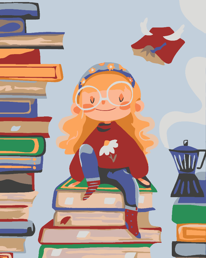 Paint by numbers - Little Girl with Books 4644