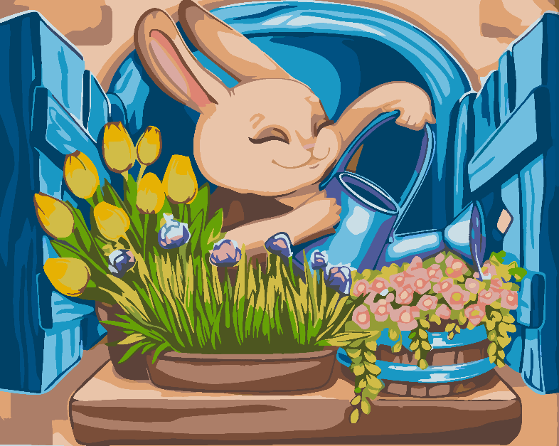 Paint by numbers - Bunny with Flowers 4646