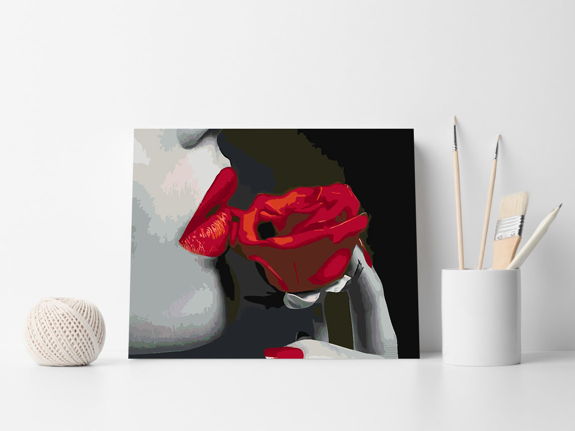 Paint by numbers - Woman and Red Rose 4667