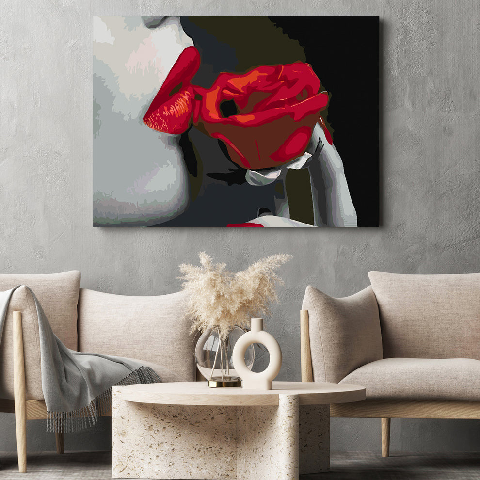 Paint by numbers - Woman and Red Rose 4667