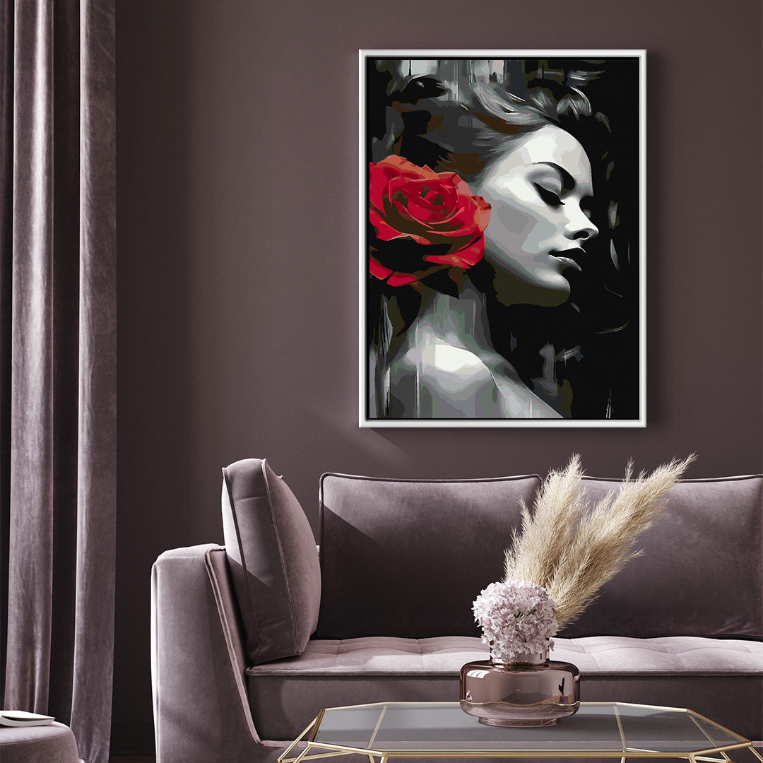 Paint by numbers - Woman and Red Rose 4668