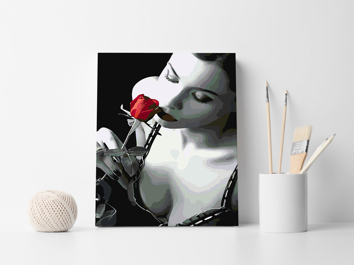 Paint by numbers - Woman and Red Rose 4670