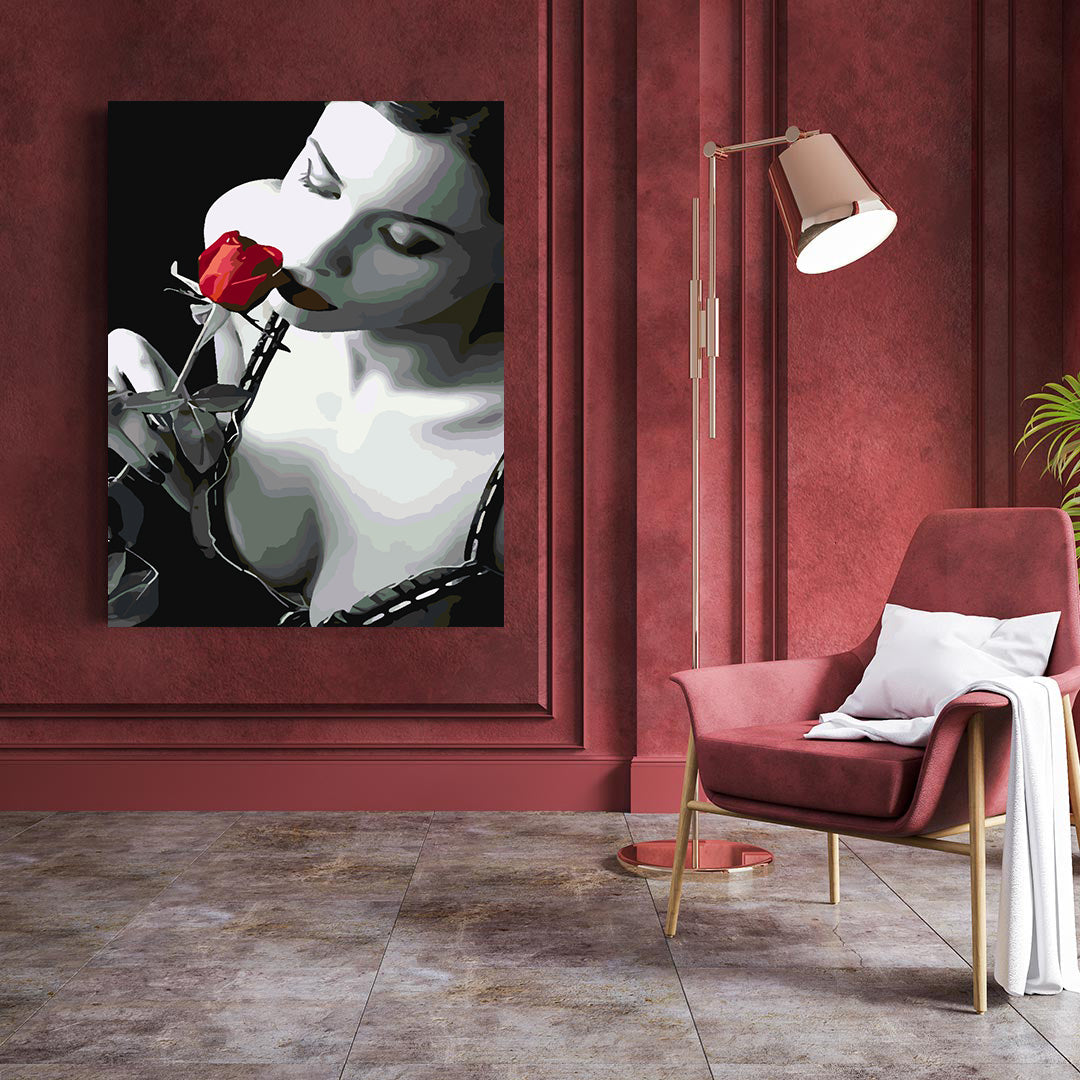 Paint by numbers - Woman and Red Rose 4670