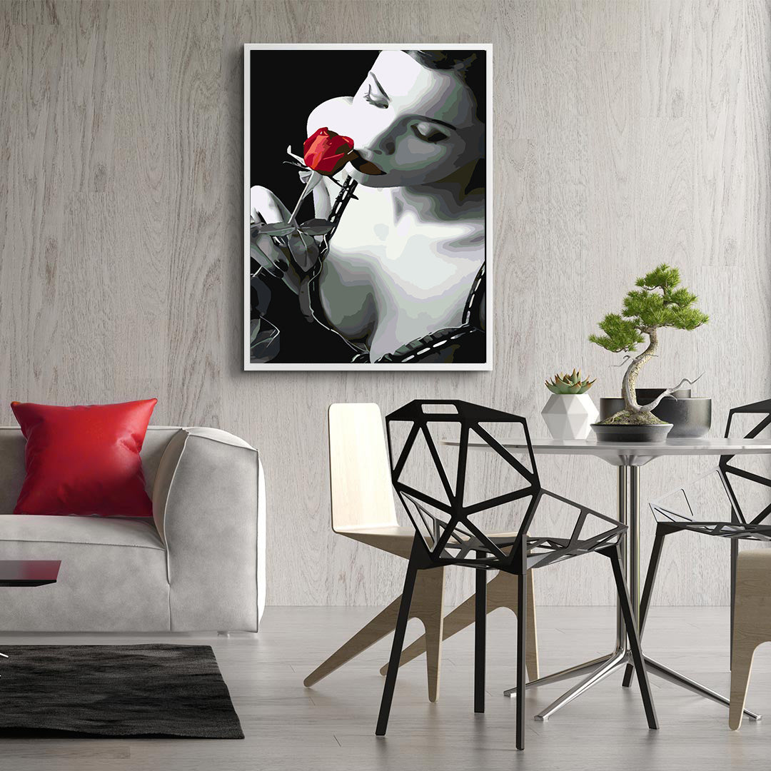 Paint by numbers - Woman and Red Rose 4670