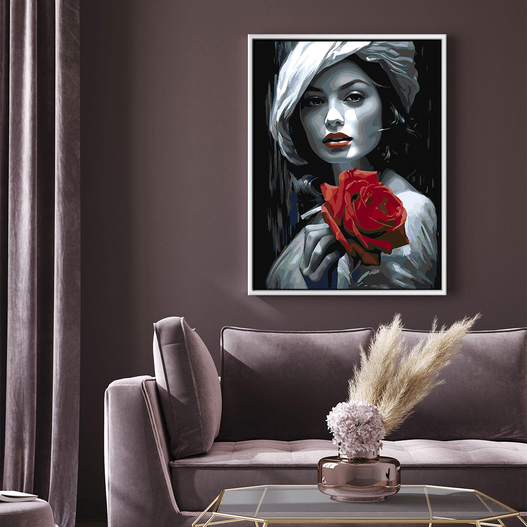 Paint by numbers - Woman with Red Rose 4673