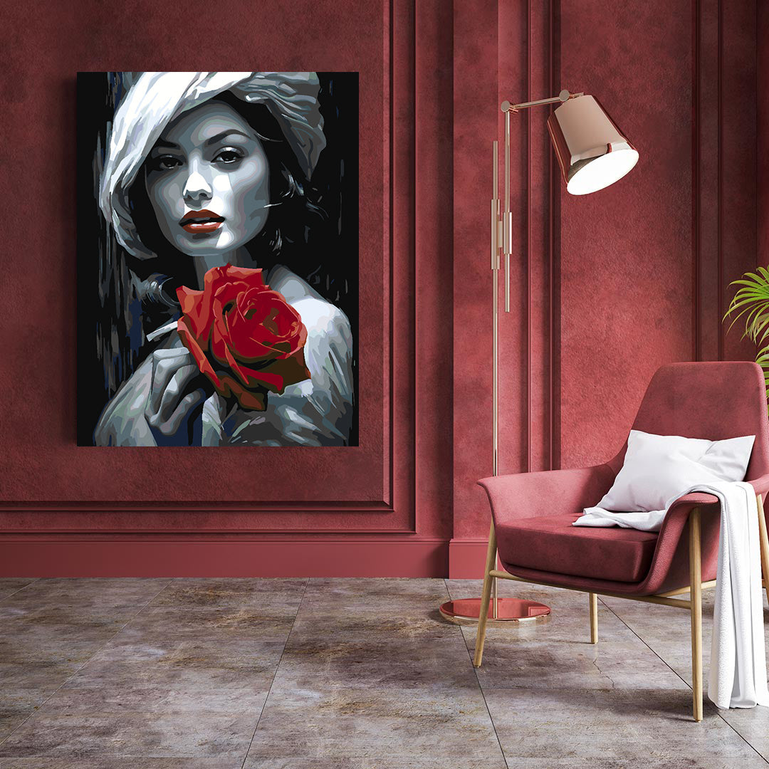 Paint by numbers - Woman with Red Rose 4673