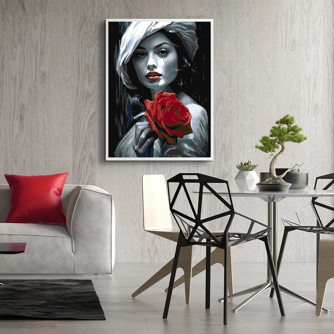 Paint by numbers - Woman with Red Rose 4673