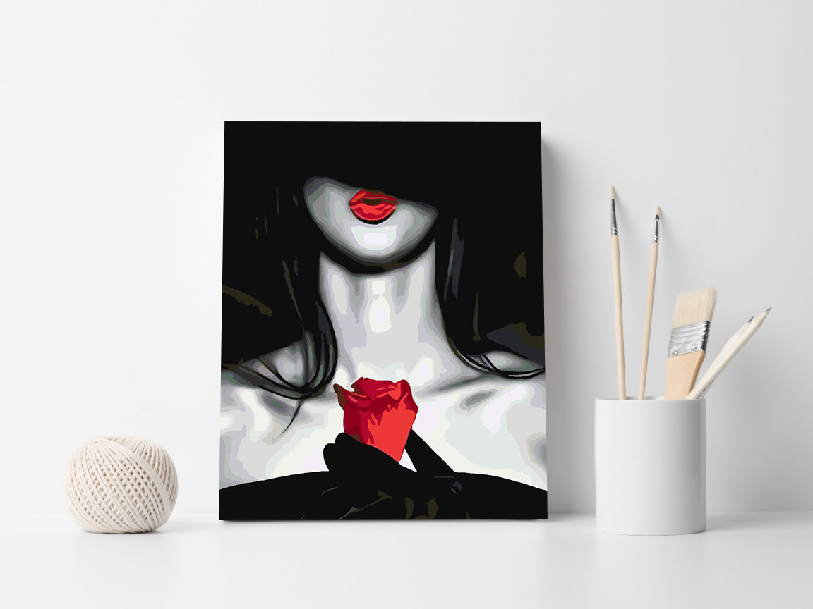 Paint by numbers - Woman with Red Rose 4674