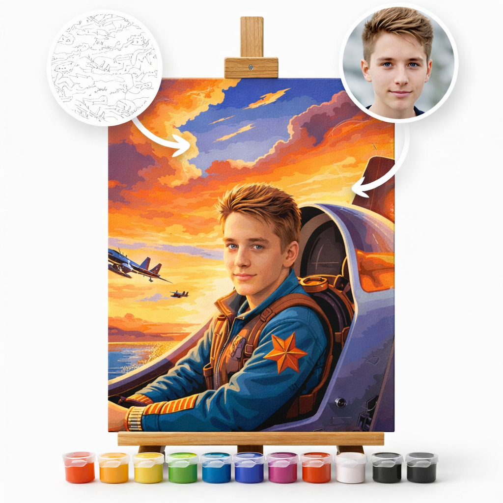 Pictura Personalizata pe Numere – Fighter Pilot