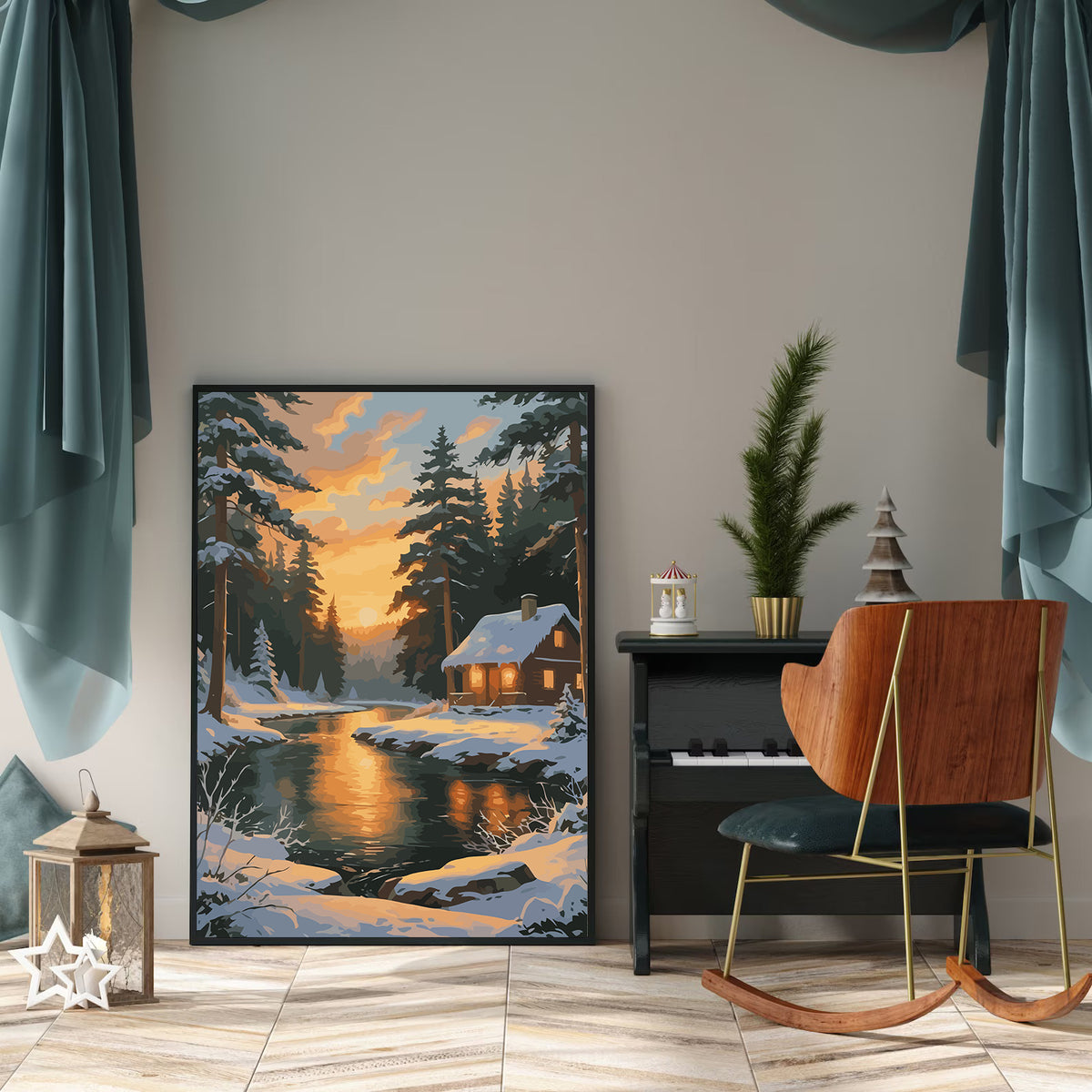 Pictura pe Numere – Casuta in Padurea De Iarna 6209