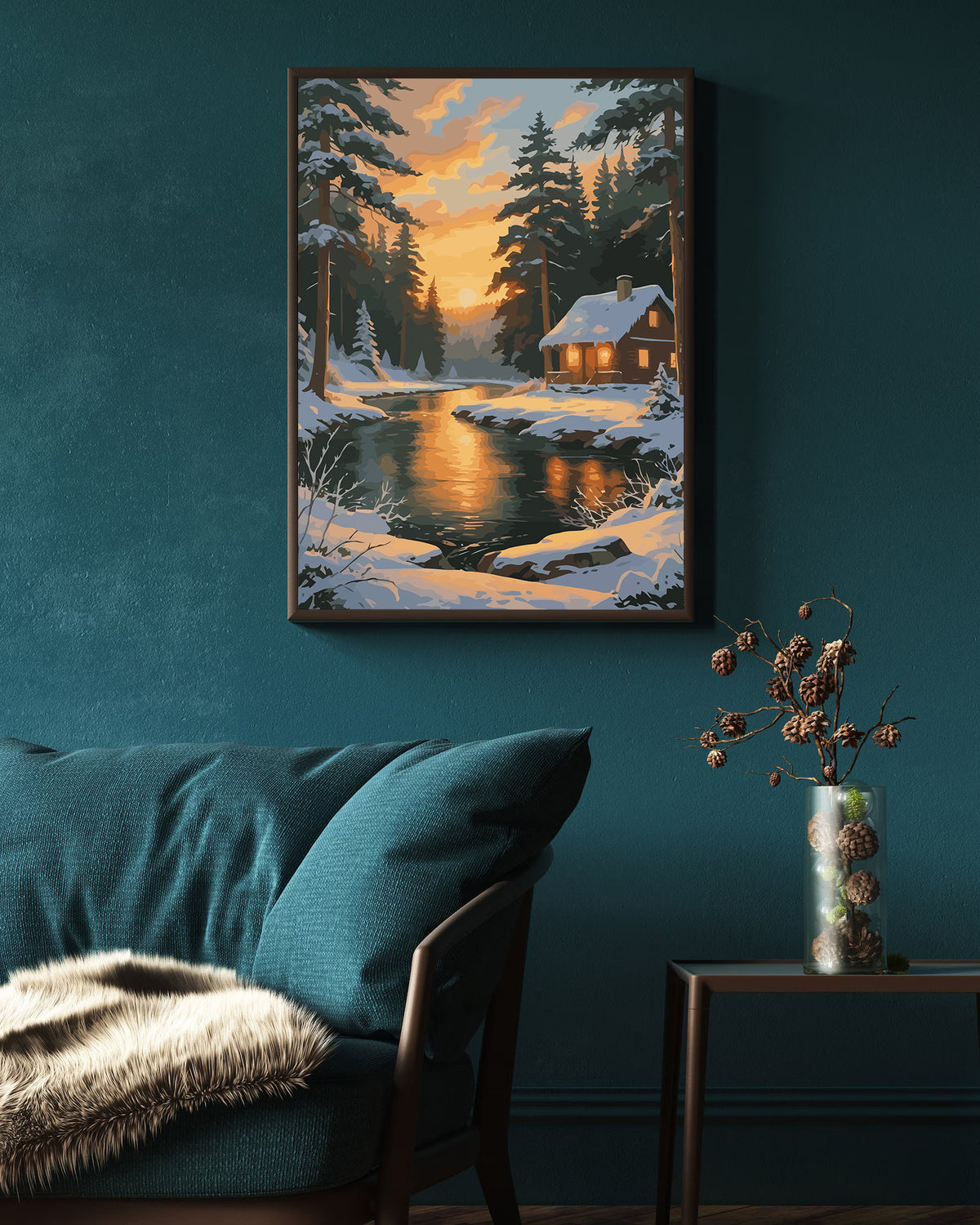 Pictura pe Numere – Casuta in Padurea De Iarna 6209