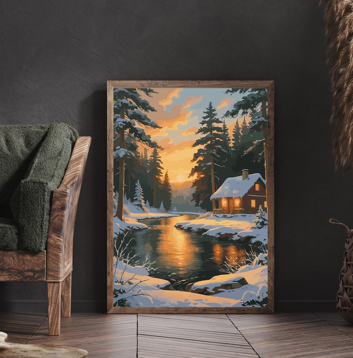 Pictura pe Numere – Casuta in Padurea De Iarna 6209