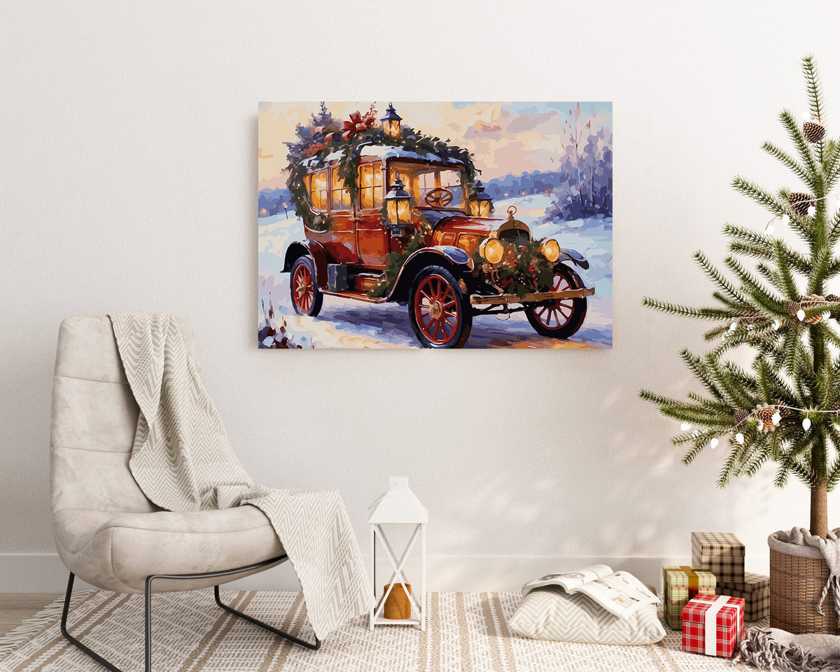 Pictura pe Numere – Masina Retro Iarna 6236