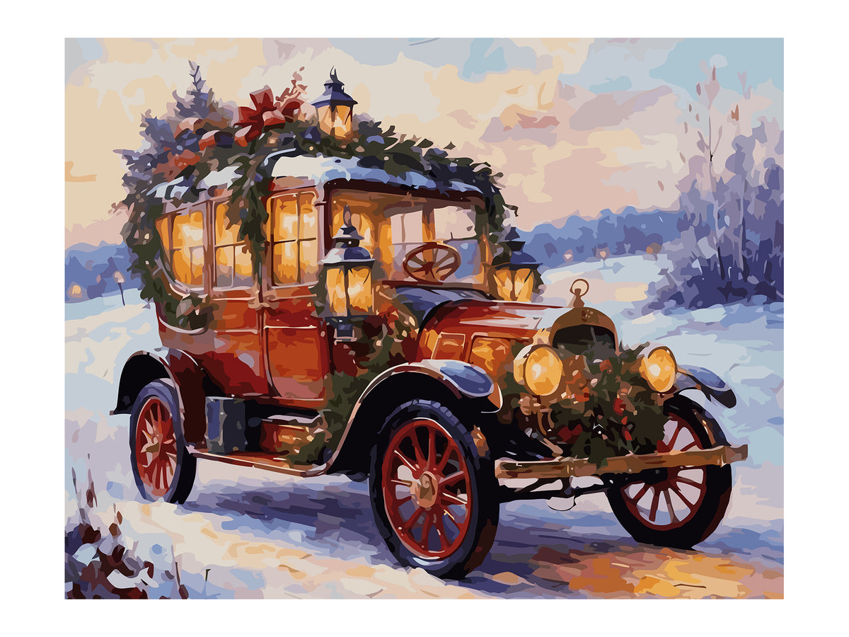 Pictura pe Numere – Masina Retro Iarna 6236