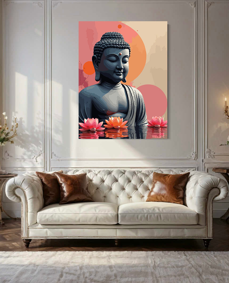 Pictura pe Numere – Buddha Cu Flori De Lotus 6303