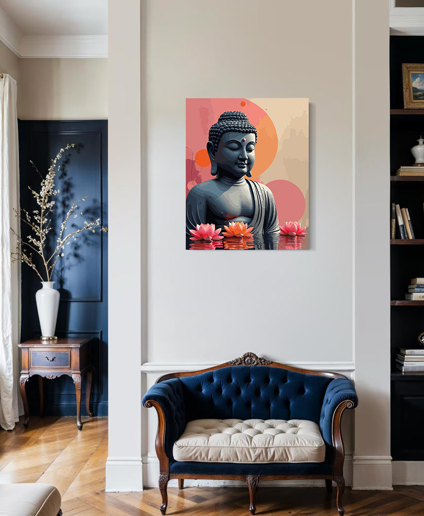 Pictura pe Numere – Buddha Cu Flori De Lotus 6303