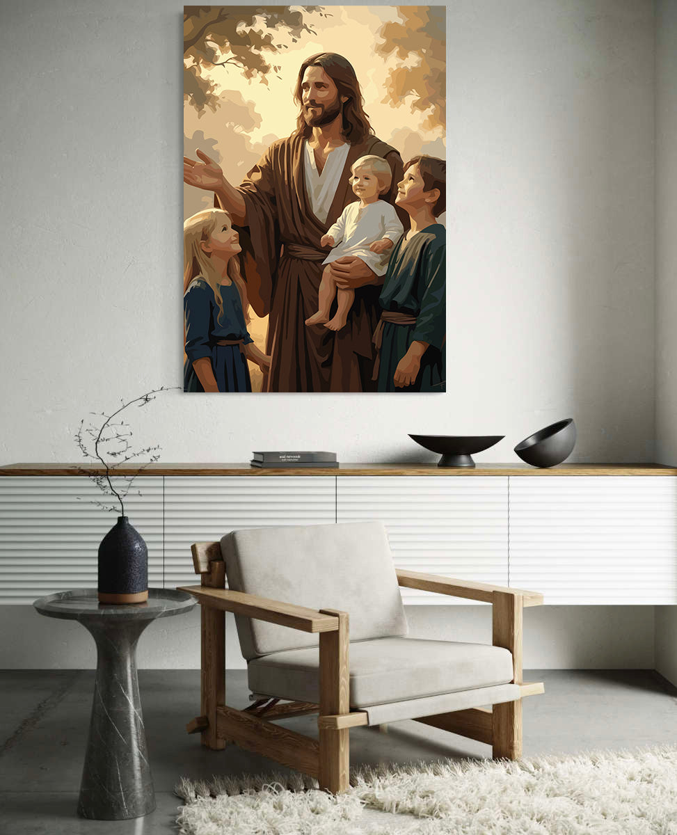 Pictura pe Numere – Iisus Binecuvantand Copiii 6319