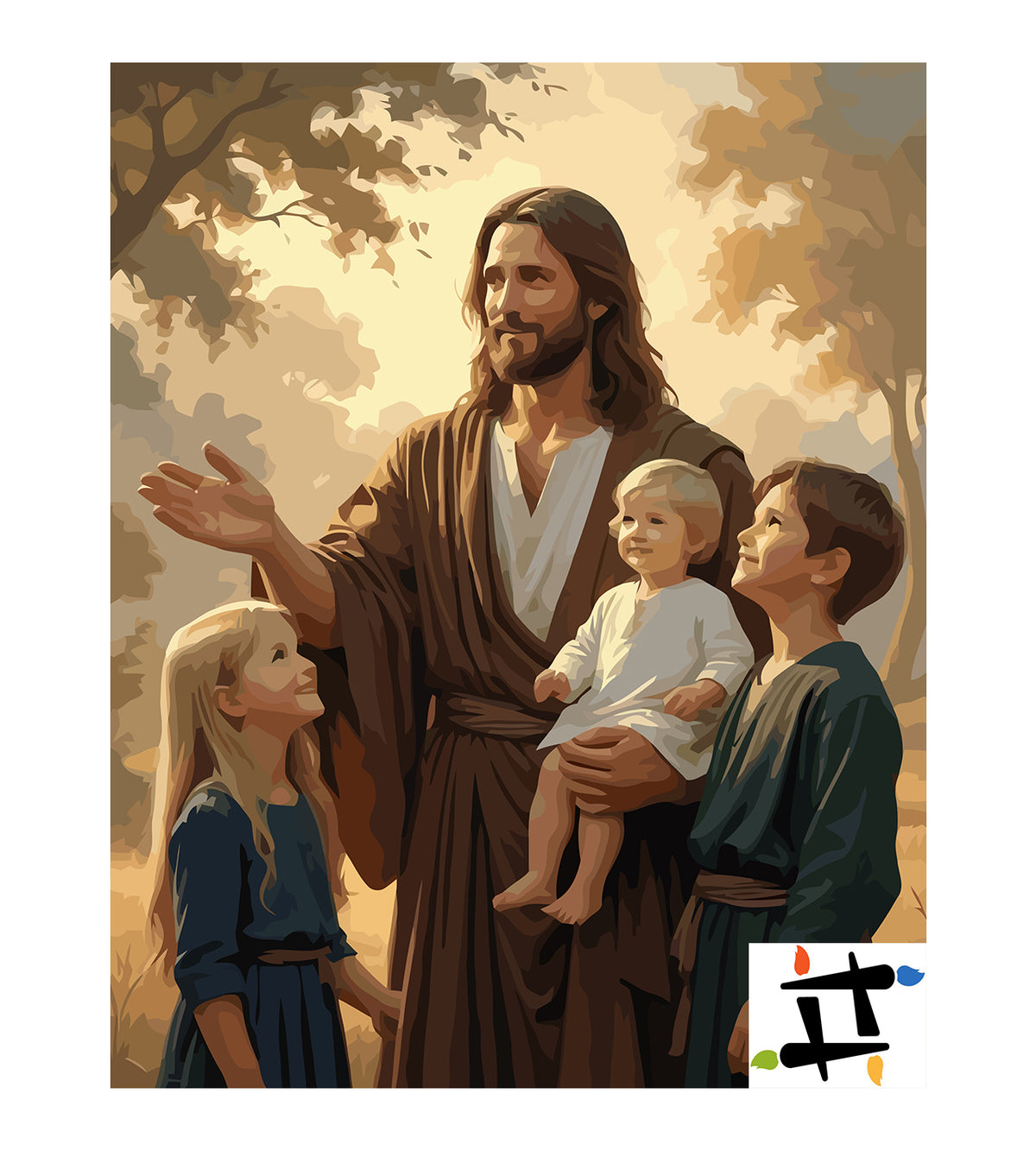 Pictura pe Numere – Iisus Binecuvantand Copiii 6319
