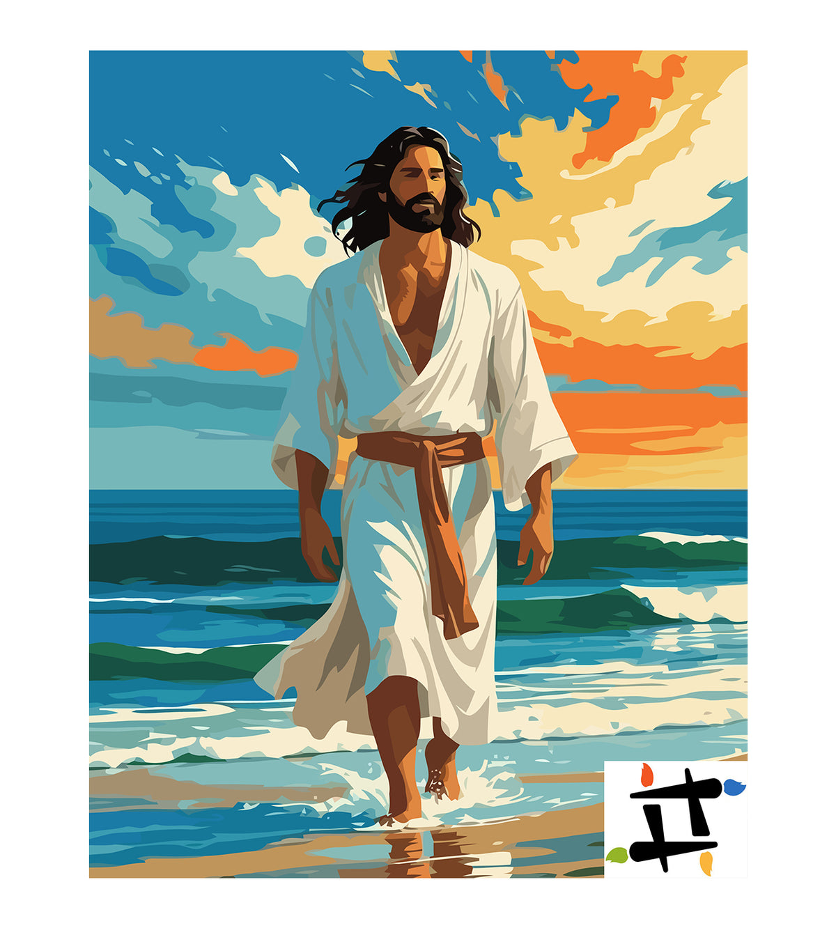 Pictura pe Numere – Iisus Hristos Mergand Pe Plaja 6359
