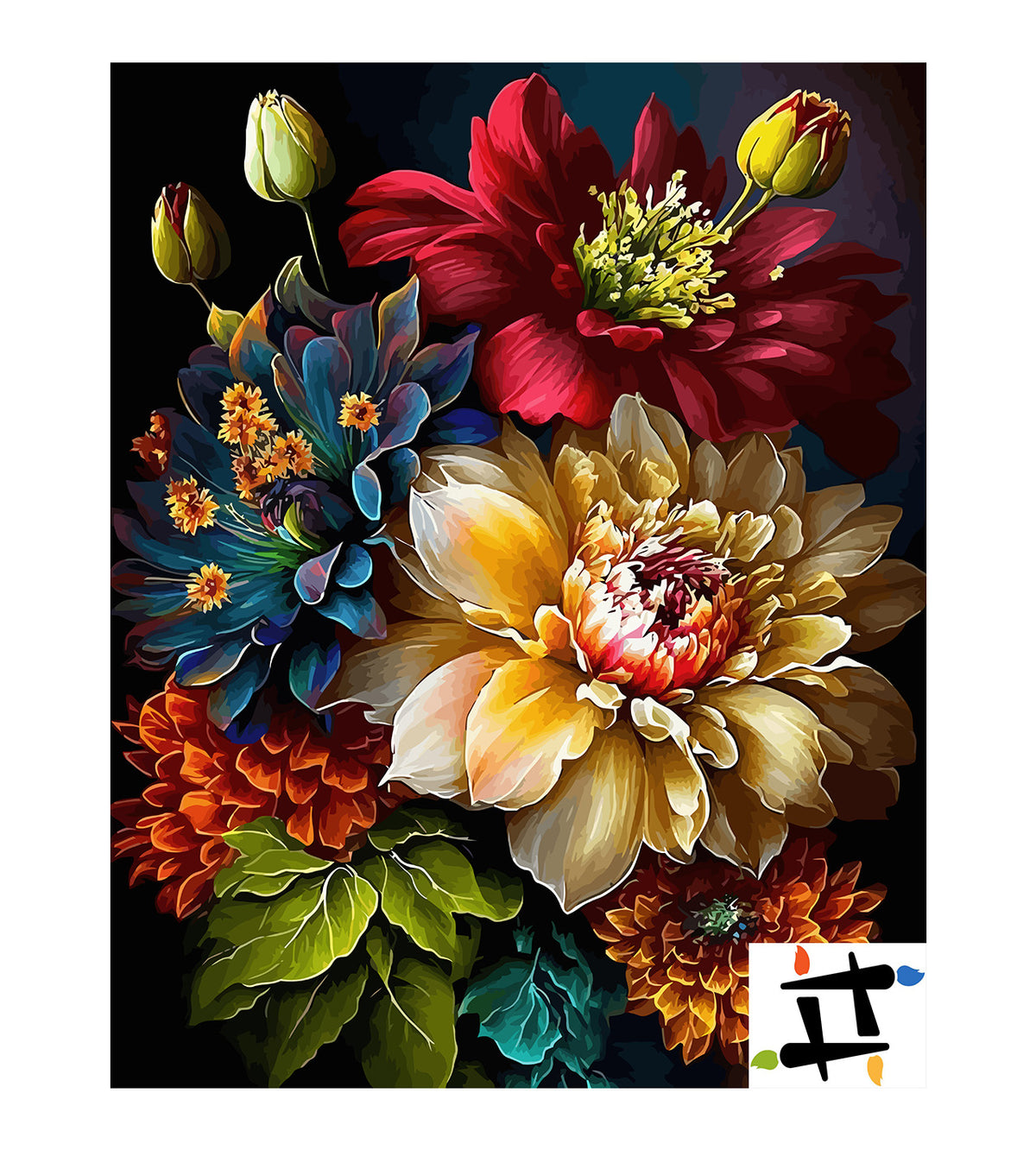 Pictura pe Numere Floricele Multicolore 6478