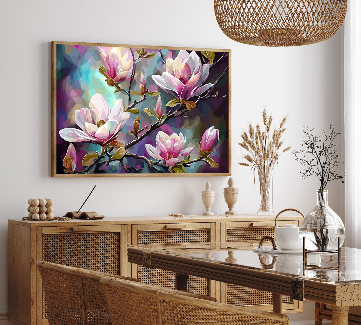 Pictura pe Numere Magnolie Roz 6490