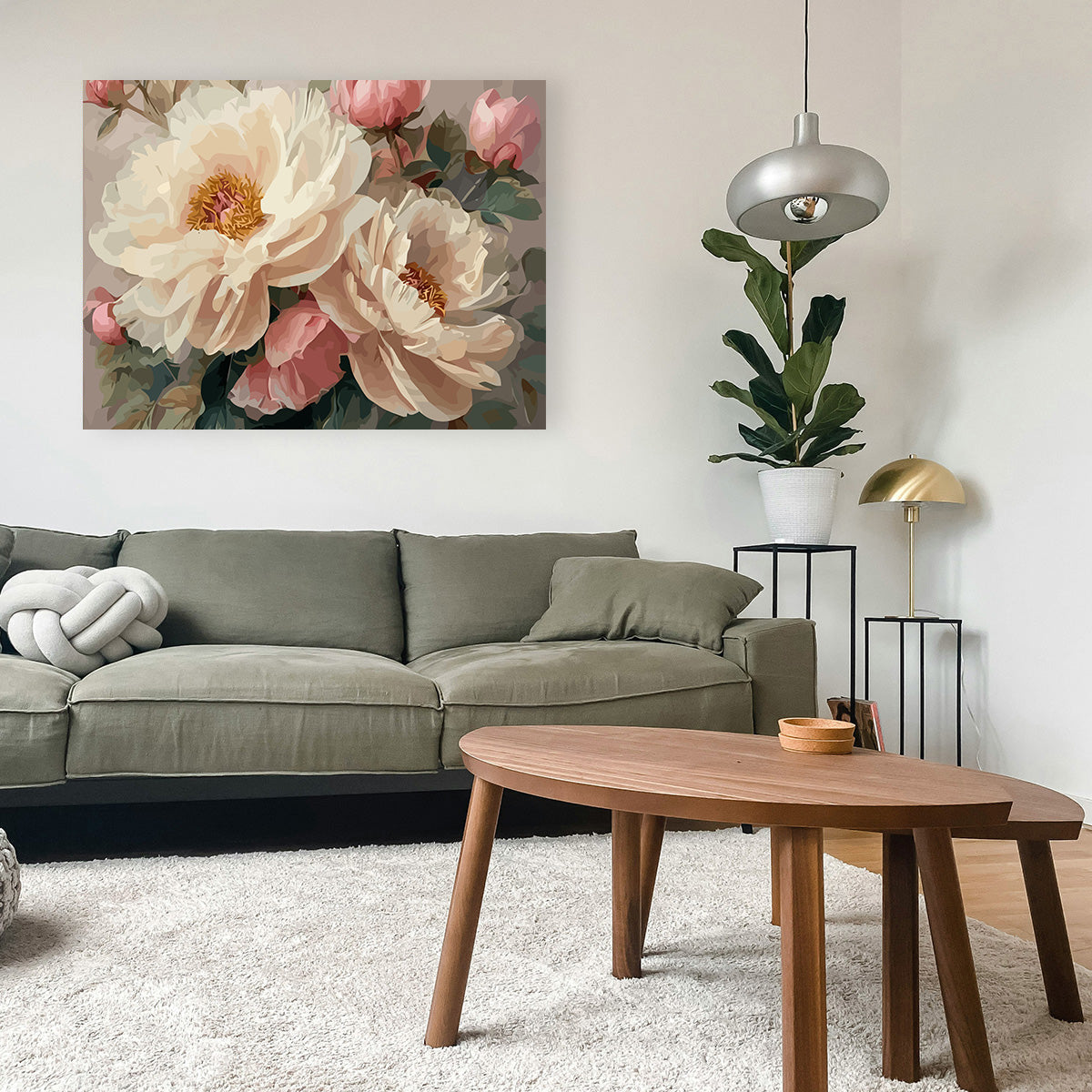 Pictura pe Numere Bujori Albi 6492