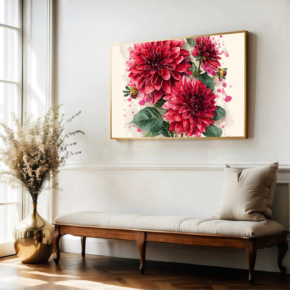 Pictura pe Numere Flori de Dalie Rosii 6505