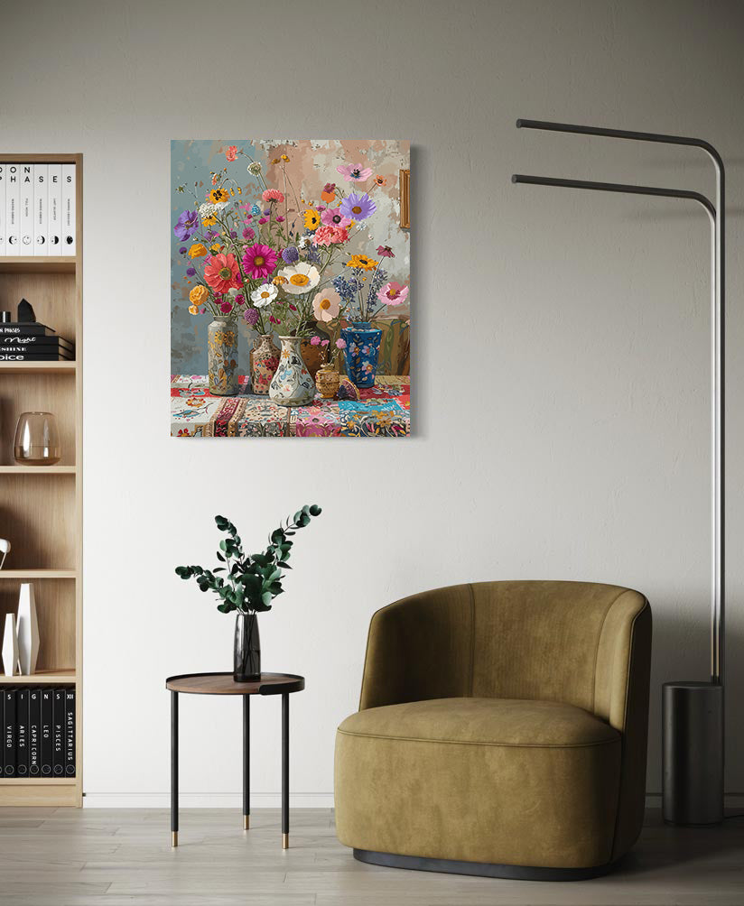 Pictura pe Numere Flori in Vaze 6512