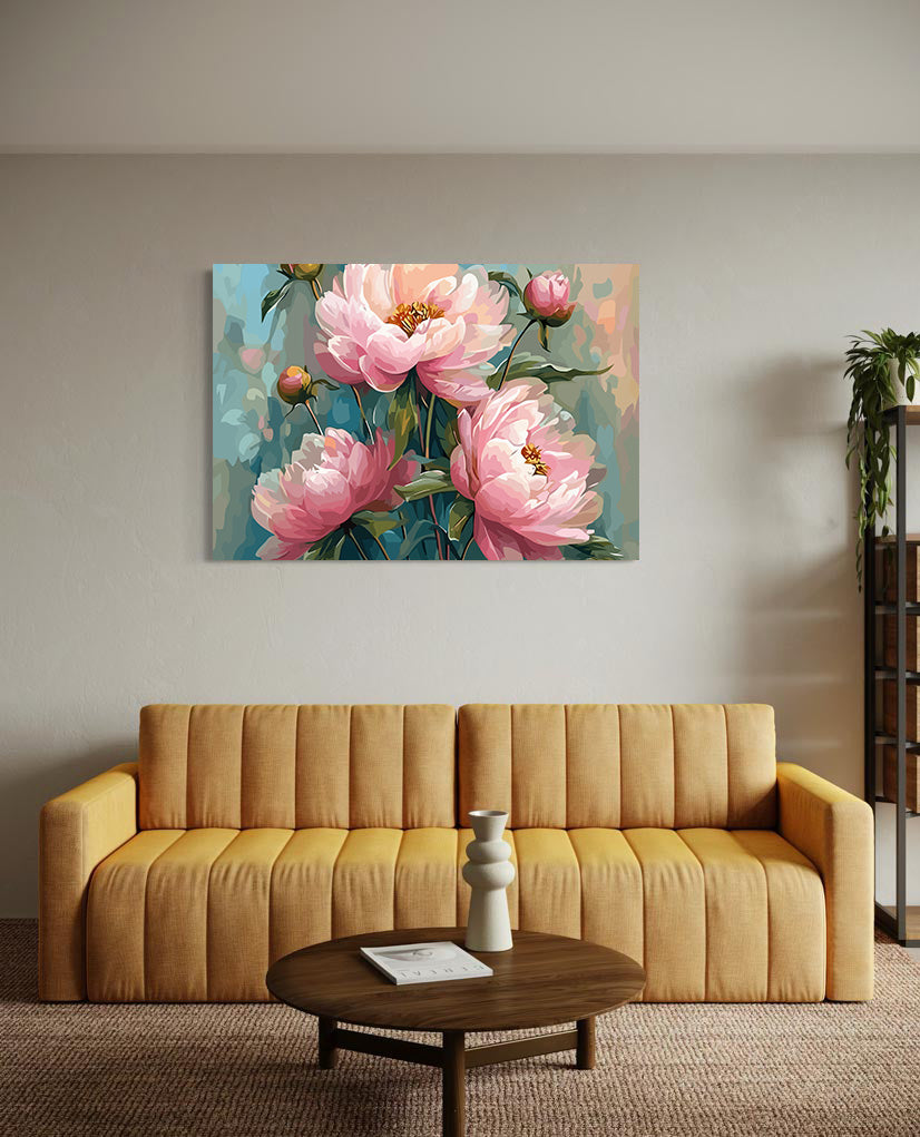 Pictura pe Numere Bujori Roz 6516