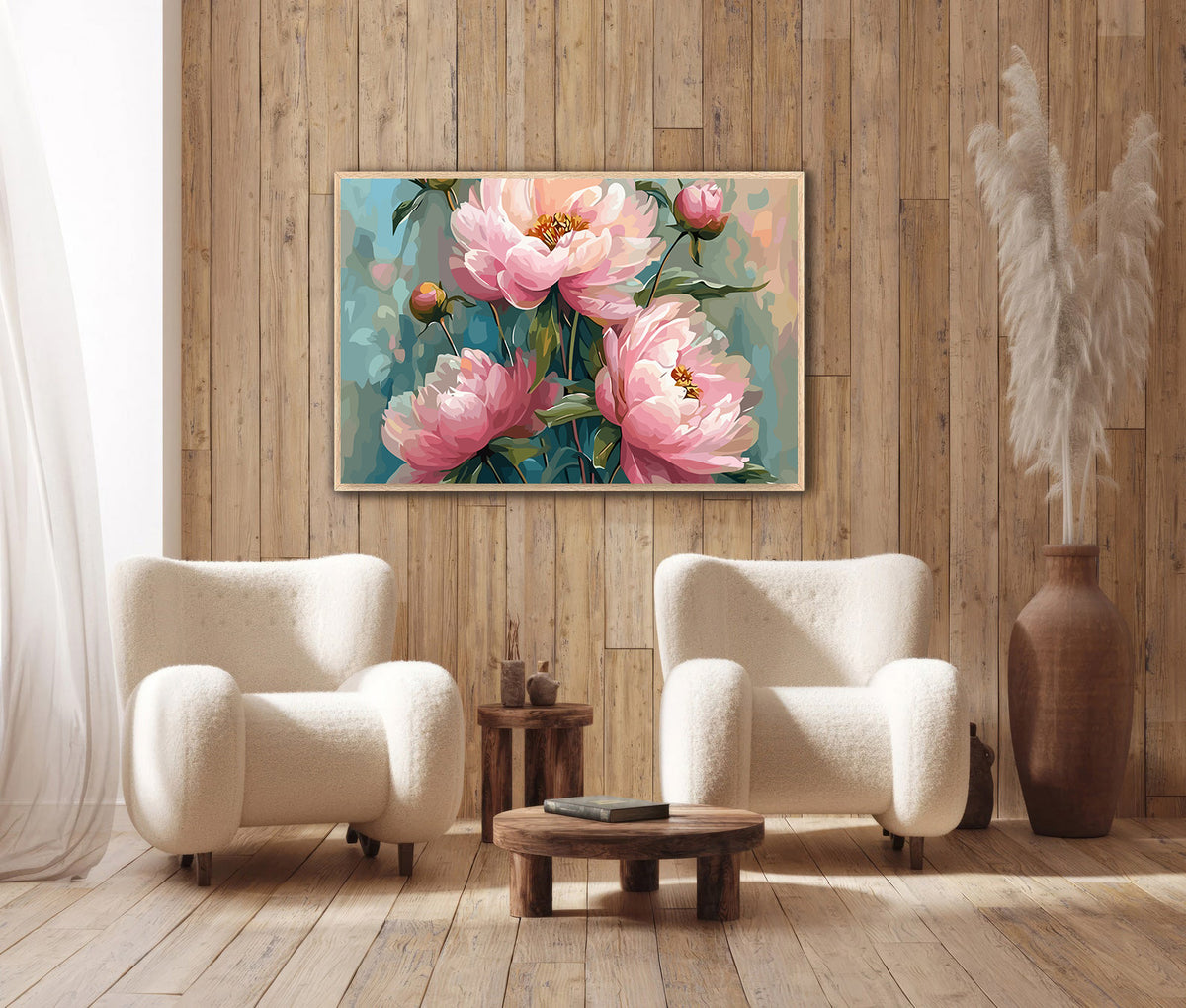 Pictura pe Numere Bujori Roz 6516