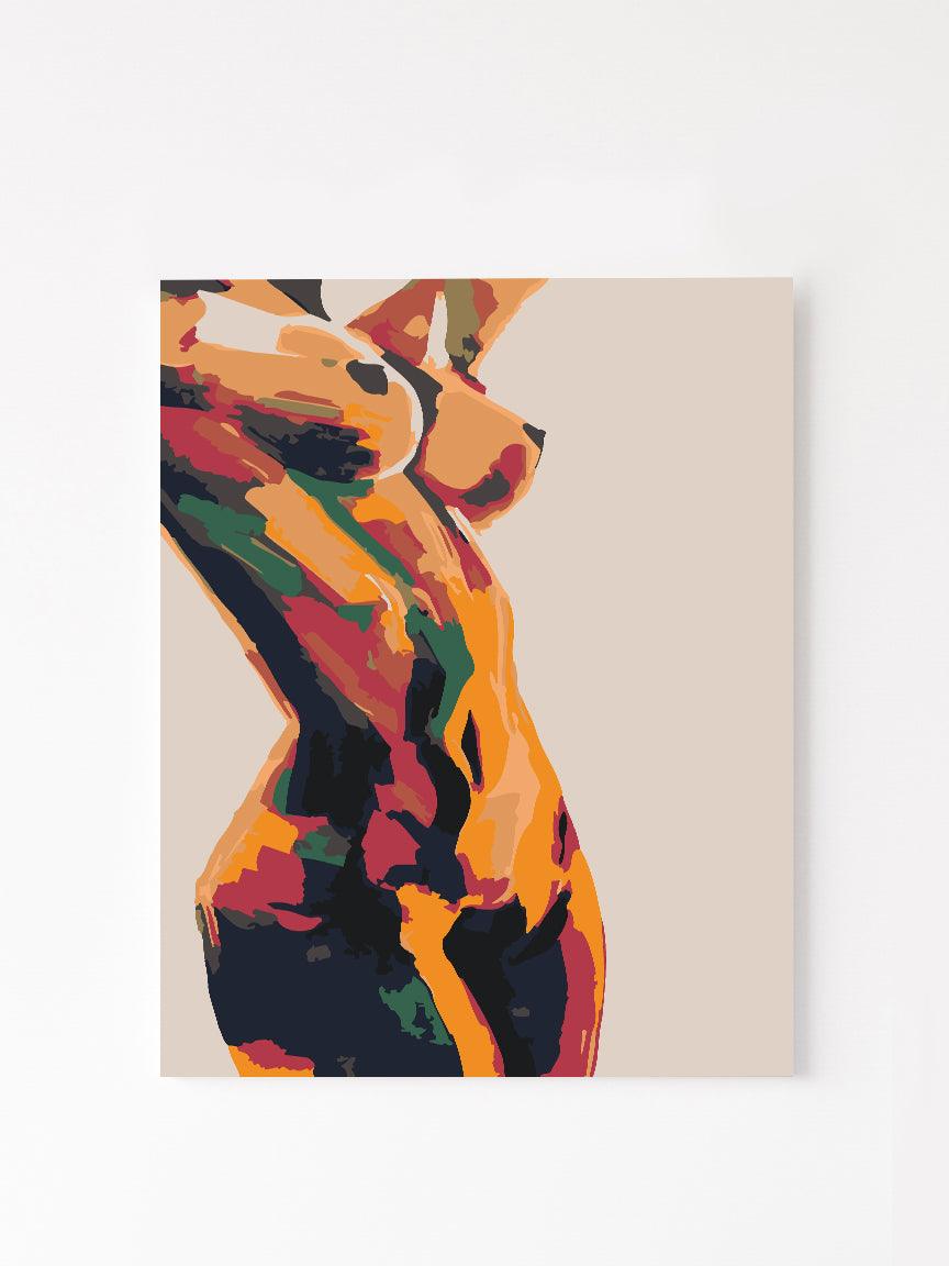 a painting of a giraffe on a white wall