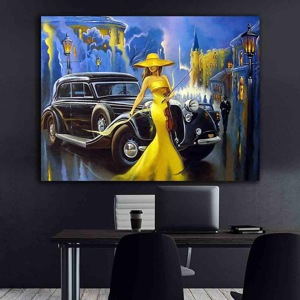 Canvas Painting - Girl in Yellow Dress