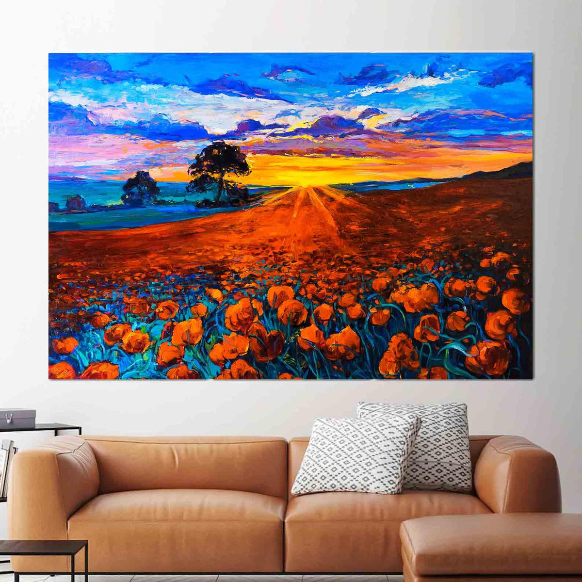 Canvas Painting - Field with red flowers