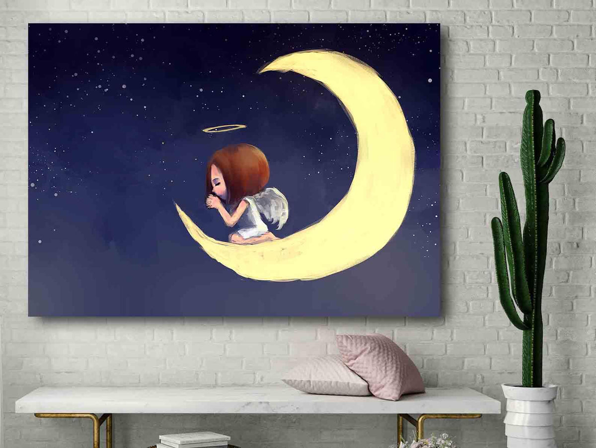 Canvas Painting - Angel on the Moon