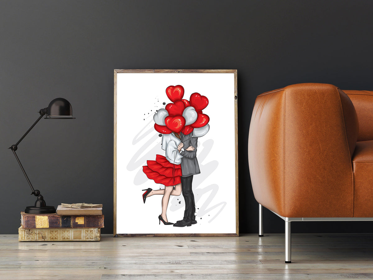 Canvas Painting - Couple with Balloons