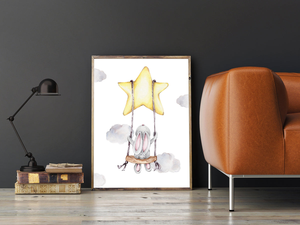 Canvas Painting - Bunny on the Swing