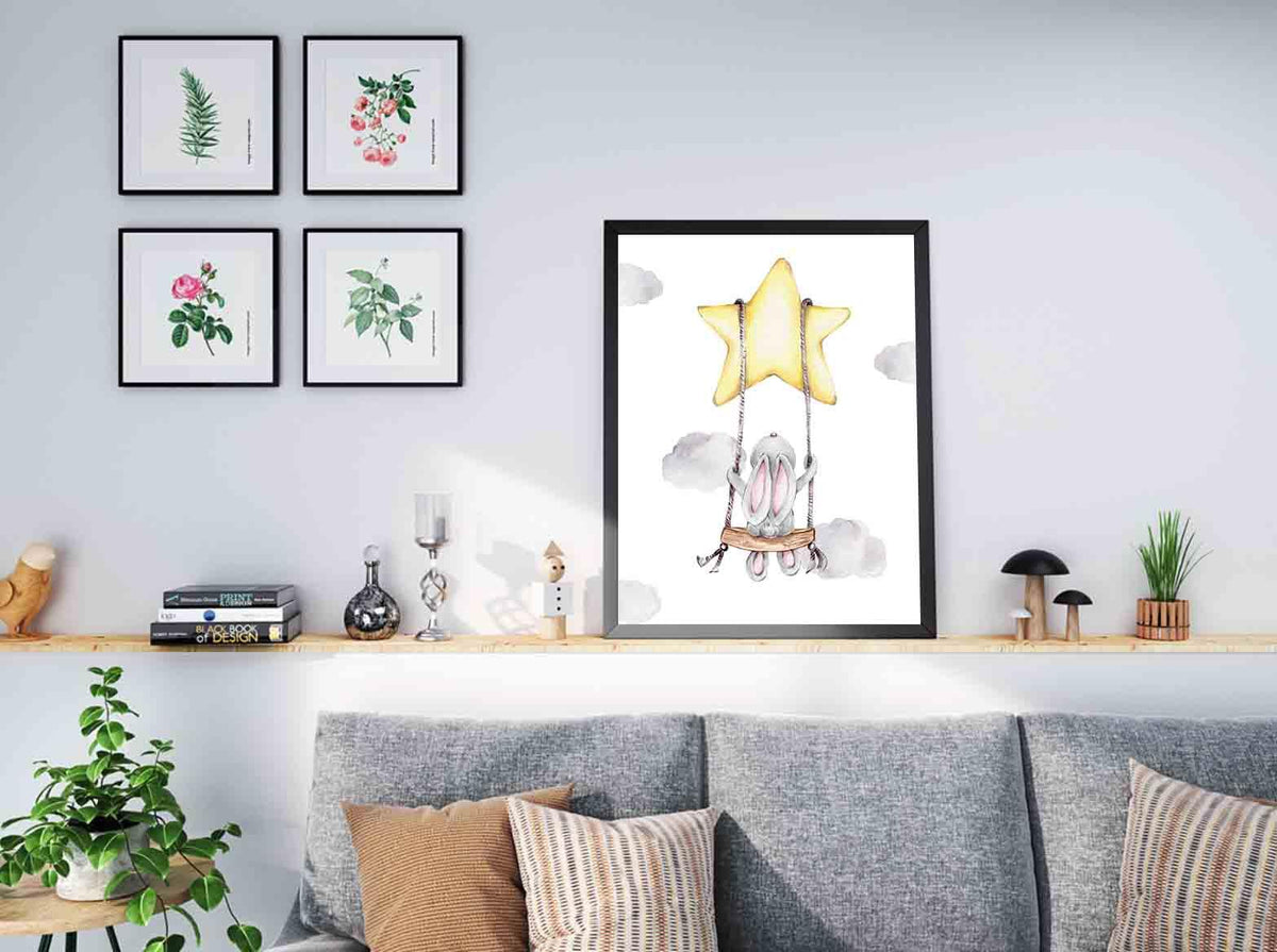 Canvas Painting - Bunny on the Swing