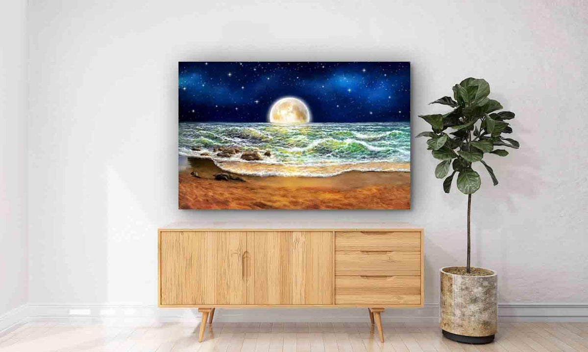 Canvas Painting - Moon over the sea