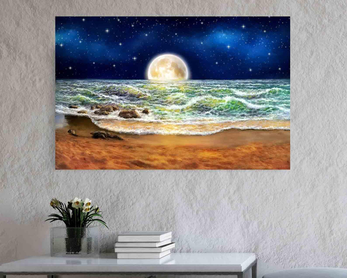 Canvas Painting - Moon over the sea