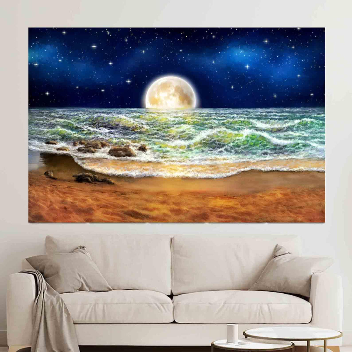 Canvas Painting - Moon over the sea