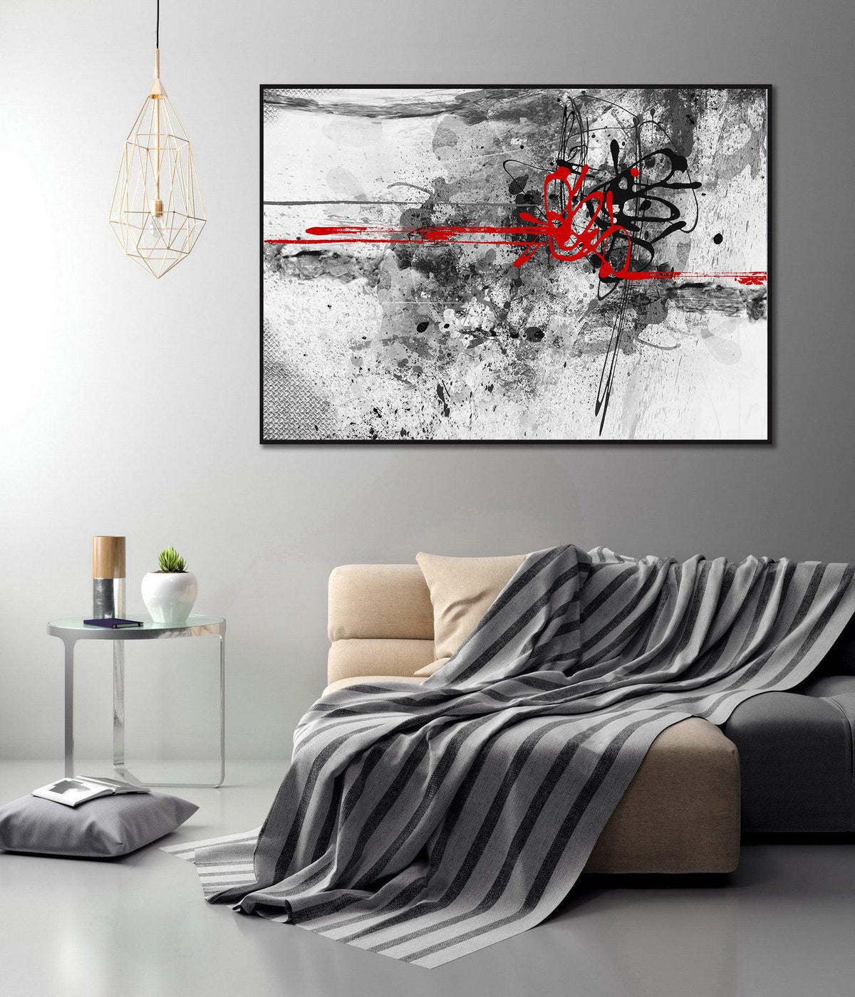 Canvas Painting - Red and Black Abstract