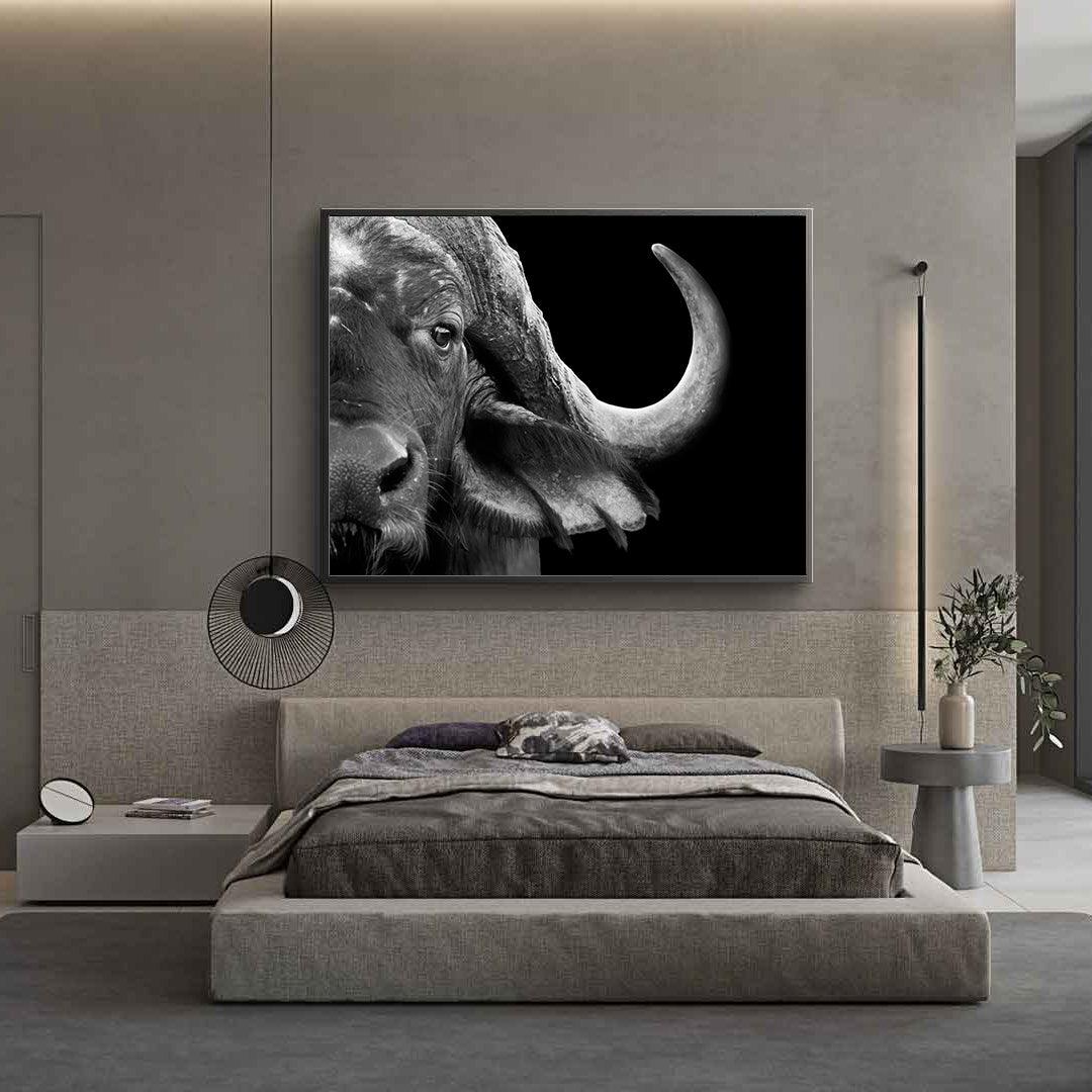 Canvas Painting - Black and White Buffalo