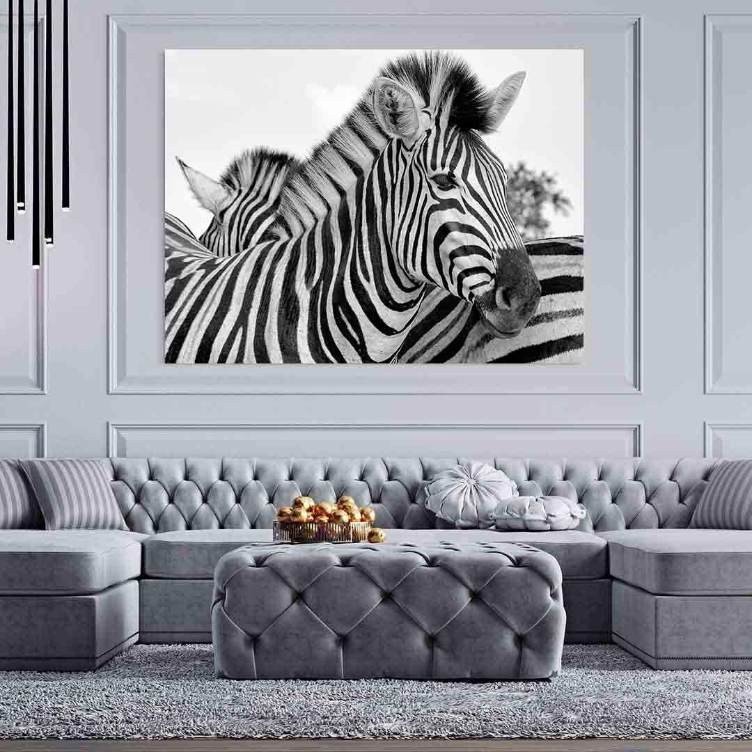 Canvas Painting - Black and White Zebra Portrait