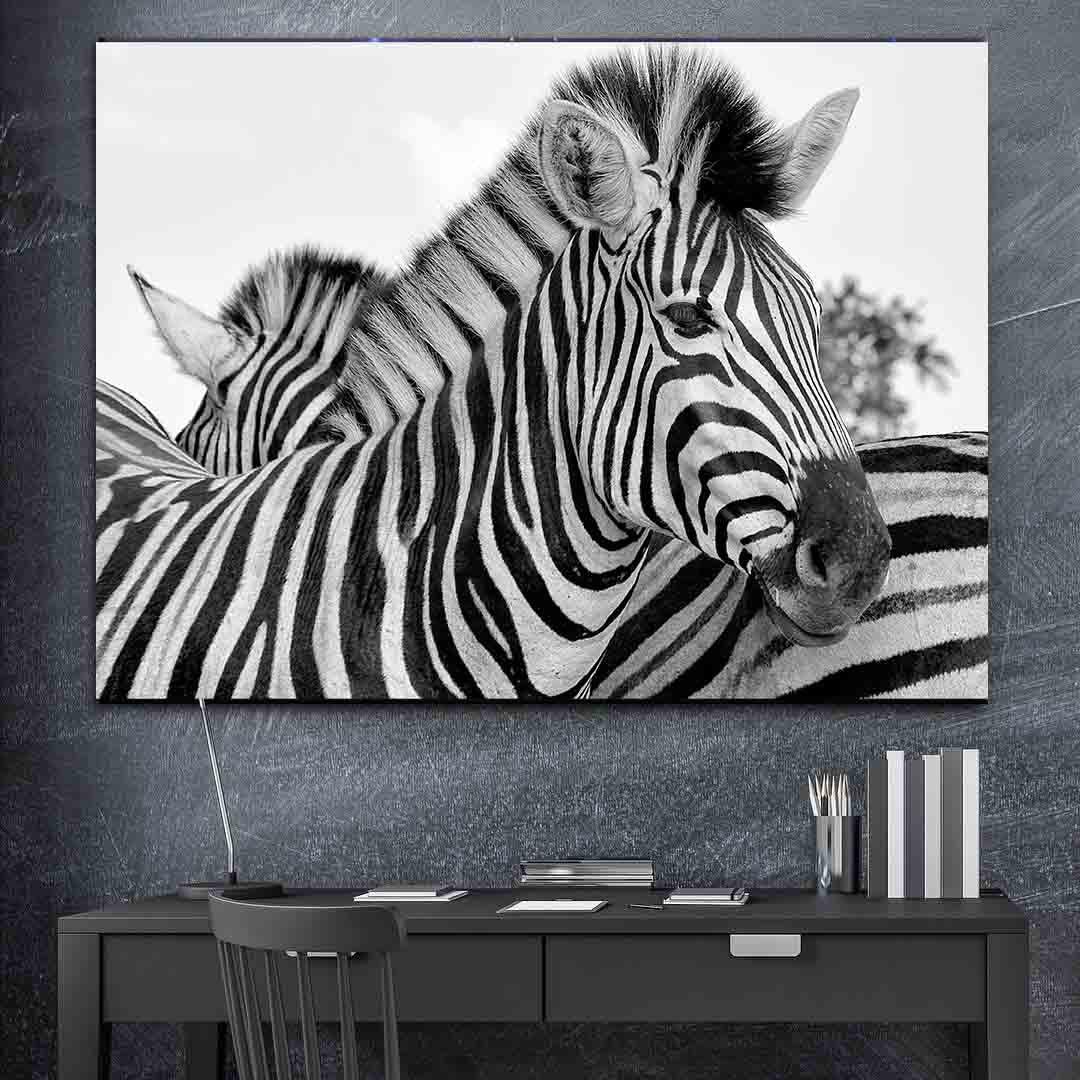 Canvas Painting - Black and White Zebra Portrait