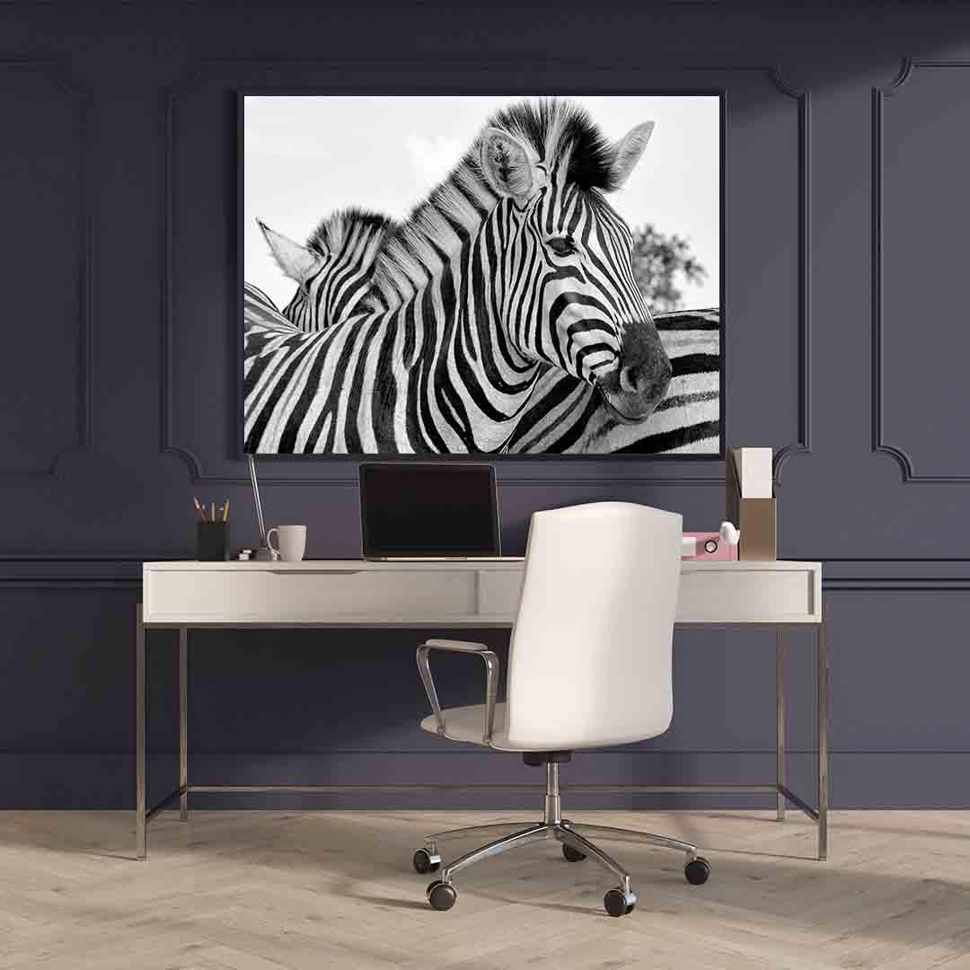 Canvas Painting - Black and White Zebra Portrait
