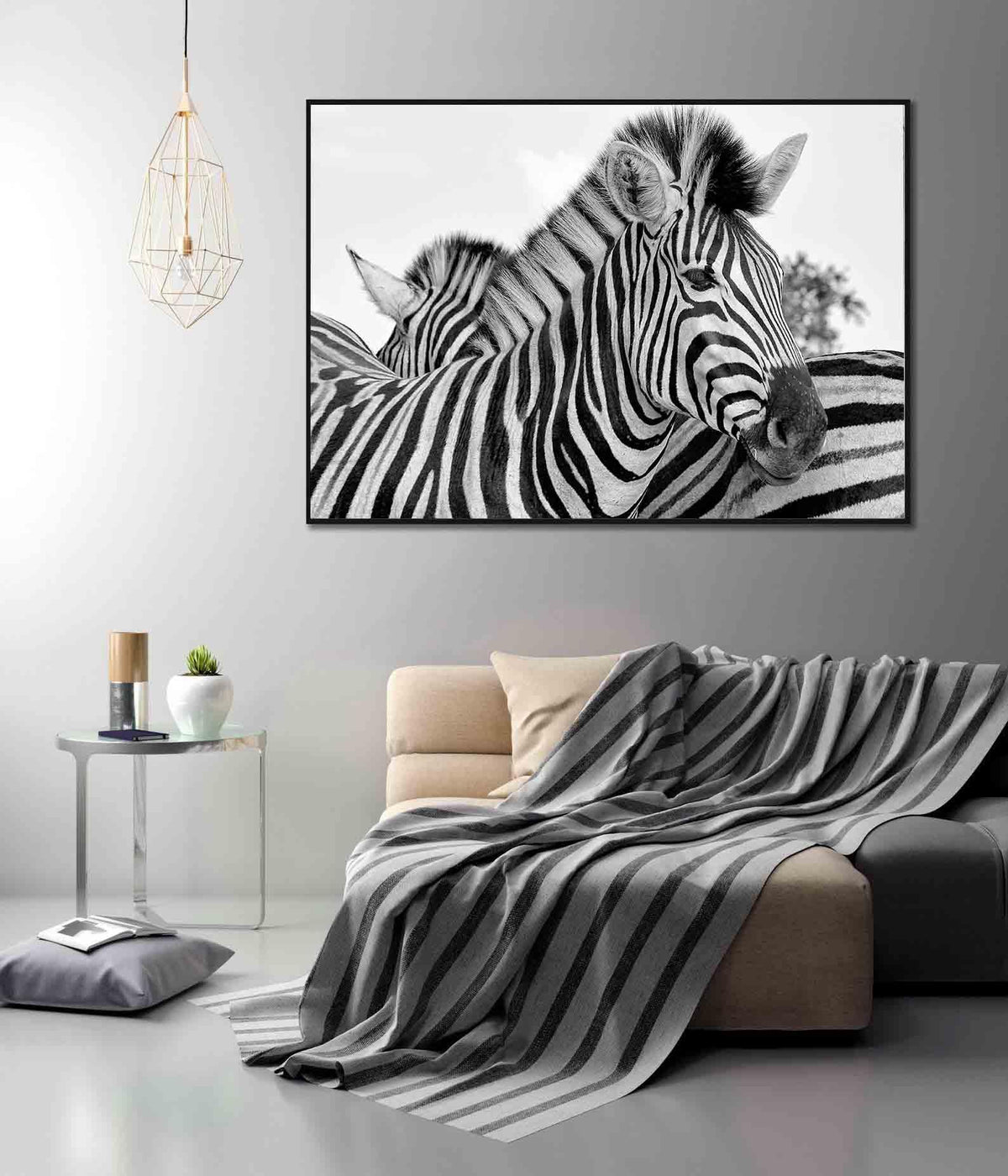 Canvas Painting - Black and White Zebra Portrait